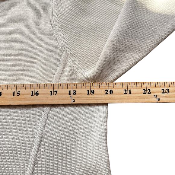 Eileen Fisher Silk Cotton Long Button Front Stand Collar Cardigan Large Bone Tan - Picture 4 of 7